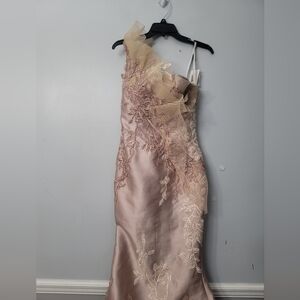 Terani 1911E9095 Embellished One Shoulder Mikado Fit And Flare Evening Gown